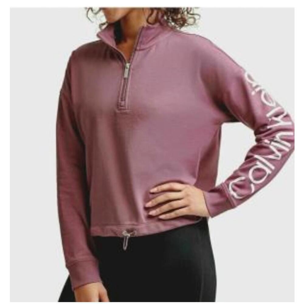 Calvin Klein Performance Crop 1/4 Zip Sweatshirt Purple Size small